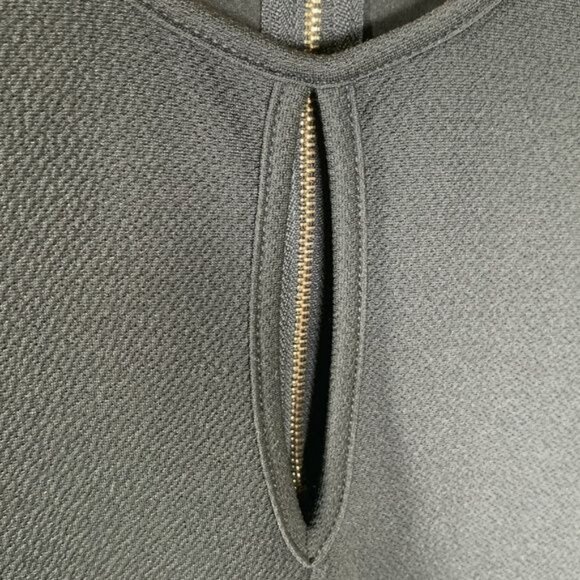 Cisa Black Tan Long Sleeve Mesh Lace Hem Sheath Dress Size M - Picture 9 of 11